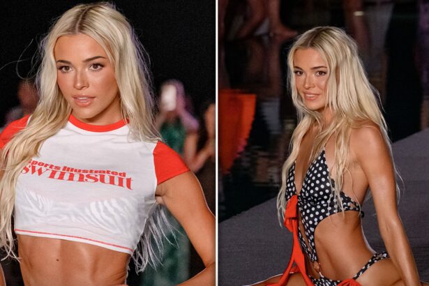 Livvy Dunne Drops Into a Split on the Sports Illustrated Runway