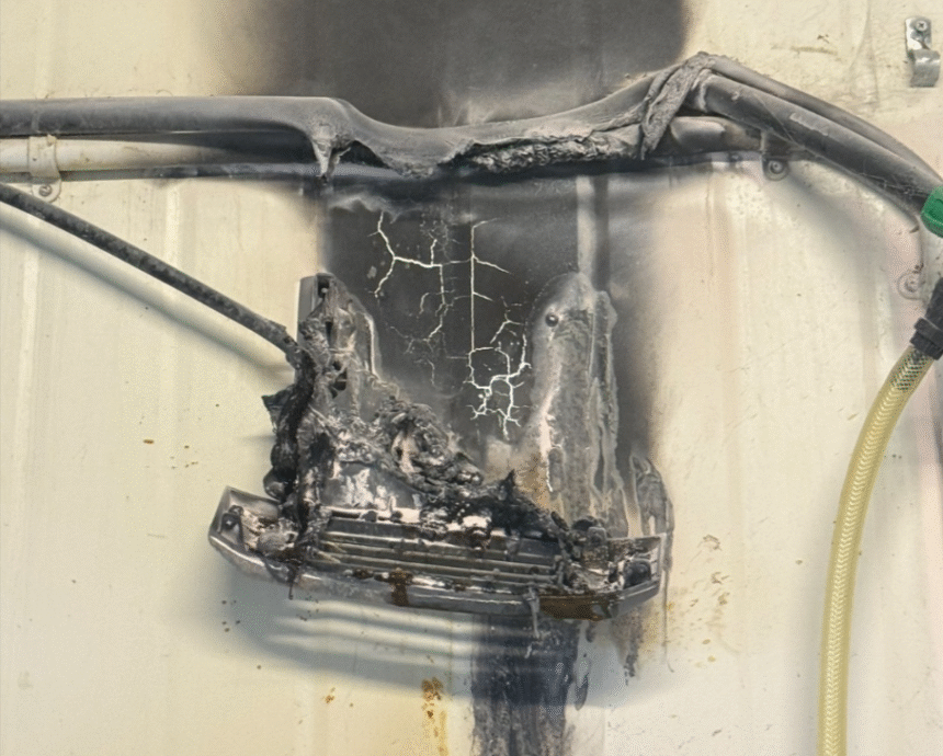 Recalled heater catches fire in cow shed