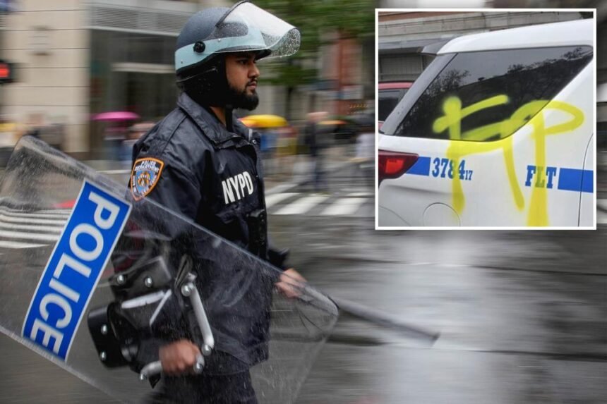 Vandals painted anti-police slogun ‘FTP’ on NYC patrol car