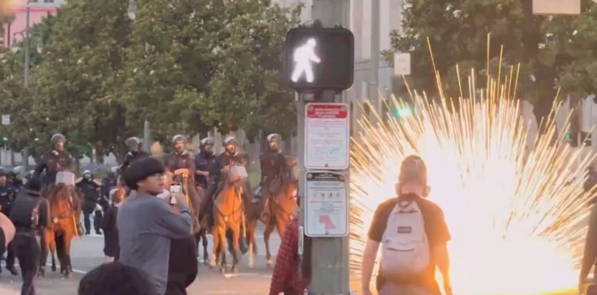 Violent Rioters Fire Off Exploding Projectiles at Police Horses – Use Fireworks and Explosives to Attack Police (Video) |
