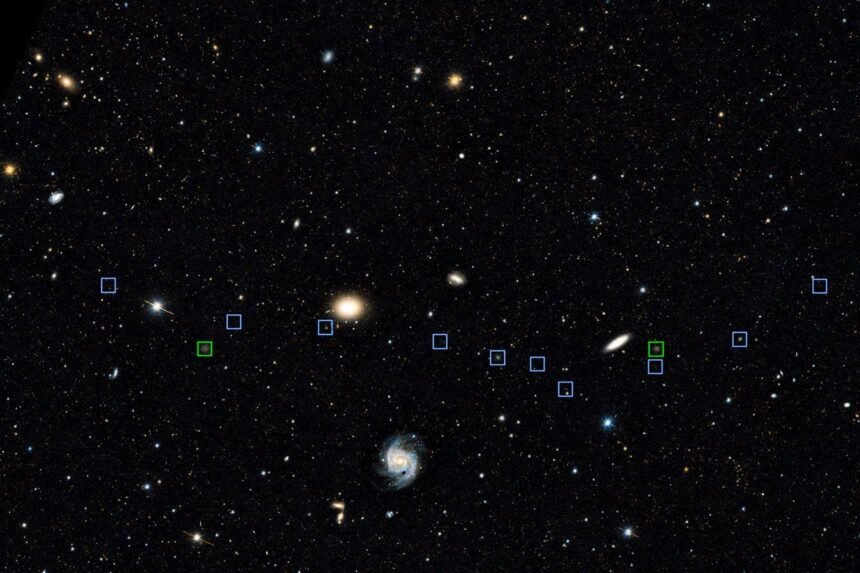 Weird line of galaxies may have been created by a cosmic bullet