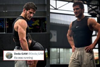 Movsar Evloev (in fame) during training ahead of UFC Abu Dhabi. [Images courtesy: @movsar_evloev_94 on Instagram]