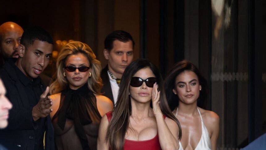 Lauren Sánchez Bezos Swaps Bridal Whites and Dolce for Red Leather and Versace