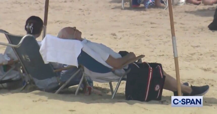 Biden Seen on Beach Struggling with Chair During First 4th of July Weekend Since Leaving Office |