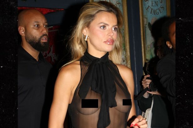 Brooks Nader Wearing See-Through Top in Paris