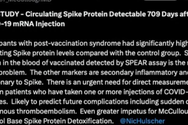 Dr. McCullough on a Recent Revealing Study: Spike Protein Lingers — And Grows |