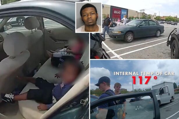 Georgia police officers break into car with two crying children in the heat