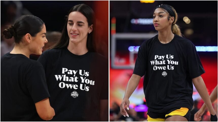 “Lockout coming” – Fans react as WNBA players rock ‘pay us what you owe us’ shirt in Caitlin Clark’s building