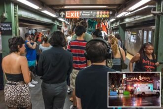 Straphanger, 51, on life support after stranger punches him to ground in Times Square subway station clash: cops, sources