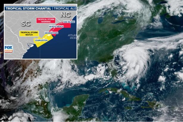 Tropical Storm Chantal strengthens as it nears landfall in South Carolina