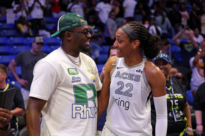 “You the GOAT” – A’ja Wilson soaks in superstar moment with Usain Bolt after Aces blowout win over Dallas Wings