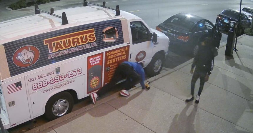 Caught on camera: Catalytic converter crew strikes security firm’s van on West Side
