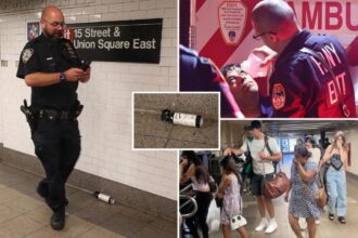 Mask-wearing biker unleashes bear spray during NYC subway clash