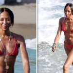 Naomi Campbell Flaunts Bikini Body During Beach Day in Ibiza