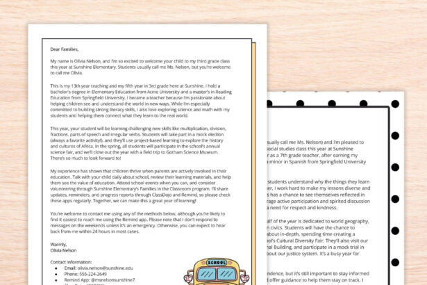 Teacher Introduction Letter to Parents Examples and Templates