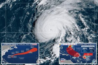 Gabrielle rapidly intensifies into a Category 3 hurricane in the Atlantic