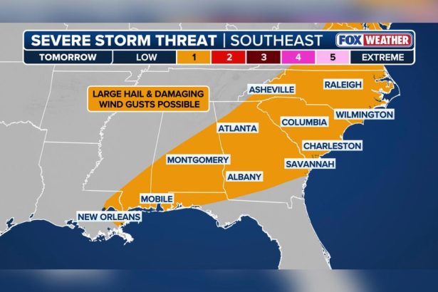Cold front to spur tornado, flood threat along I-95 corridor as storms span East Coast