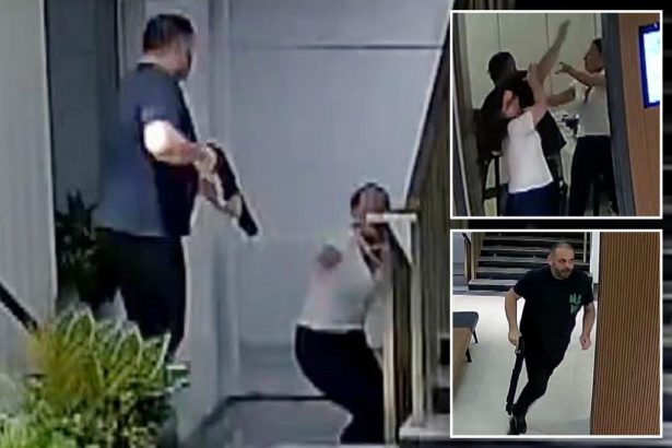 Harrowing video shows gunman chasing ex-wife through hospital then shooting her dead in stairwell
