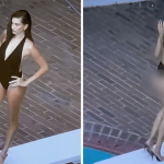 Hailey Bieber Stuns in Plunging Swimsuit in Poolside Photo Shoot