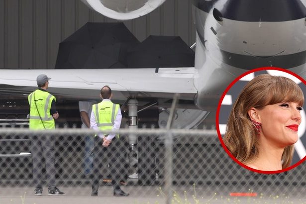 Taylor Swift Lands in California for Selena Gomez’s Wedding, Covers Up With Umbrellas