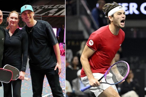 Andre Agassi & Steffi Graf’s son Jaden has the ‘best time’ with girlfriend Catherine as they celebrate Taylor Fritz’s ‘movie’-esque win at Laver Cup