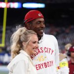 Brittany Mahomes Poses With Pat Mahomes Sr In All-White for SNF Game