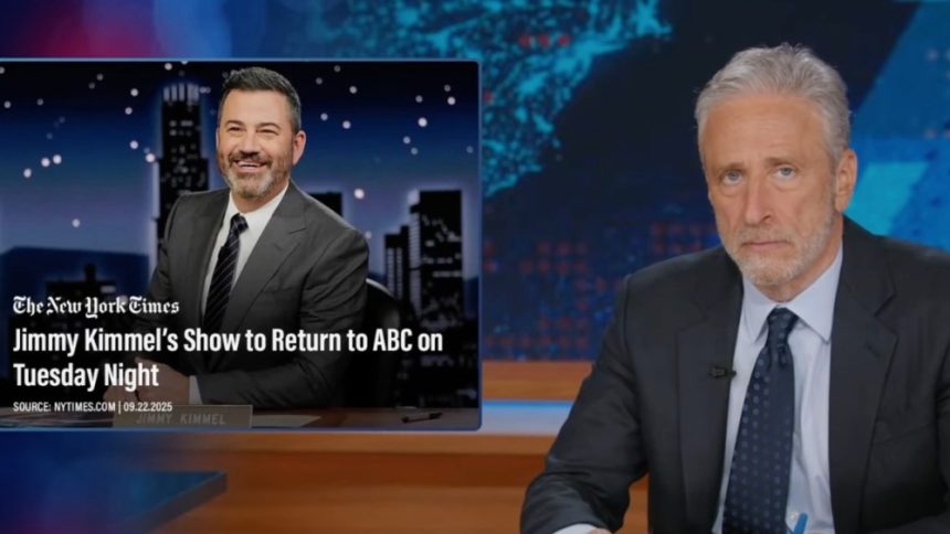 Jon Stewart Celebrates Return of Jimmy Kimmel After ABC Suspension: ‘Pretending That You Were Going to Cancel Hulu’ Subscriptions ‘Really Worked’
