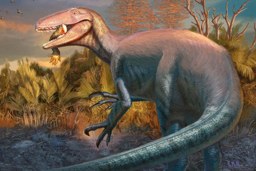Dinosaur found with a crocodile in its jaws named as new species