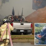 Photos emerge of truck decked out in American flags that gunman crashed into Mormon church before shooting