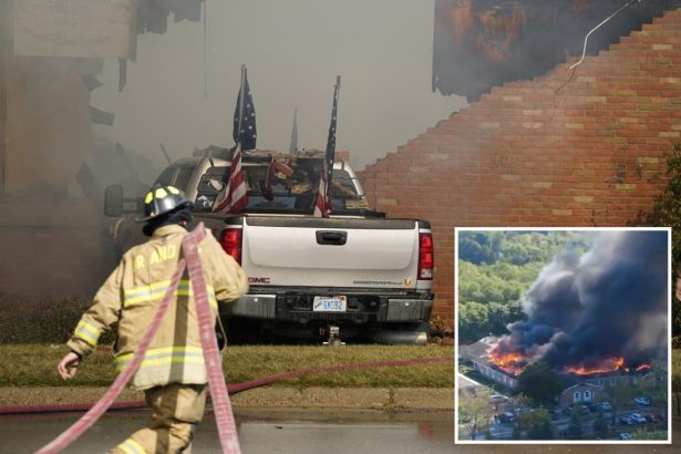Photos emerge of truck decked out in American flags that gunman crashed into Mormon church before shooting