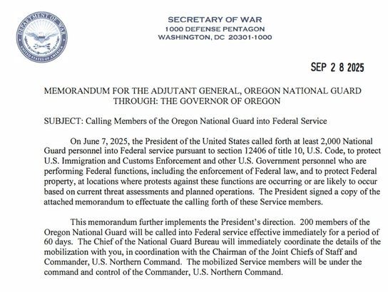 Oregon Files Suit After Hegseth Orders 200 National Guard Troops Federalized to Protect ICE Agents and Facilities in Antifa Stronghold State | The Gateway Pundit | by Kristinn Taylor