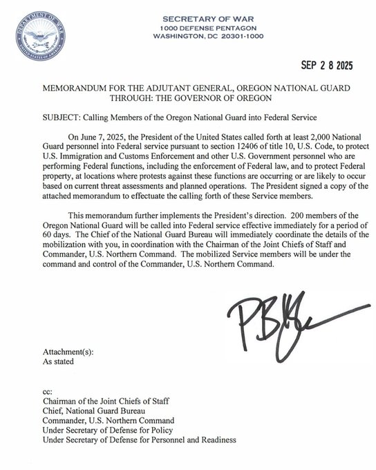 Oregon Files Suit After Hegseth Orders 200 National Guard Troops Federalized to Protect ICE Agents and Facilities in Antifa Stronghold State | The Gateway Pundit | by Kristinn Taylor