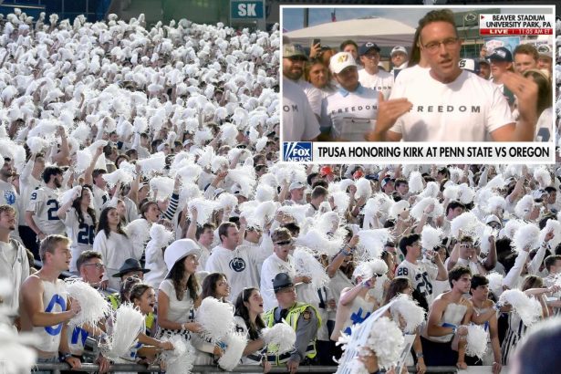 Thousands of Penn State fans wear Charlie Kirk’s iconic ‘FREEDOM’ shirt in tribute at game against his favorite team