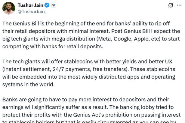 GENIUS Act could mark end of banking rip-off: Multicoin exec