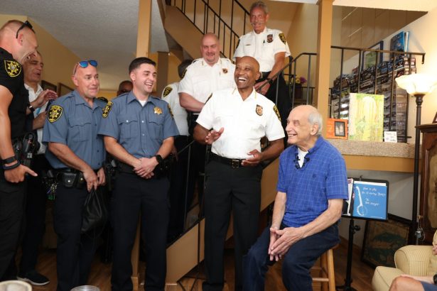 Suffolk officers reunite with elderly dancing ‘ladies man’ they saved after a heart attack at town senior picnic