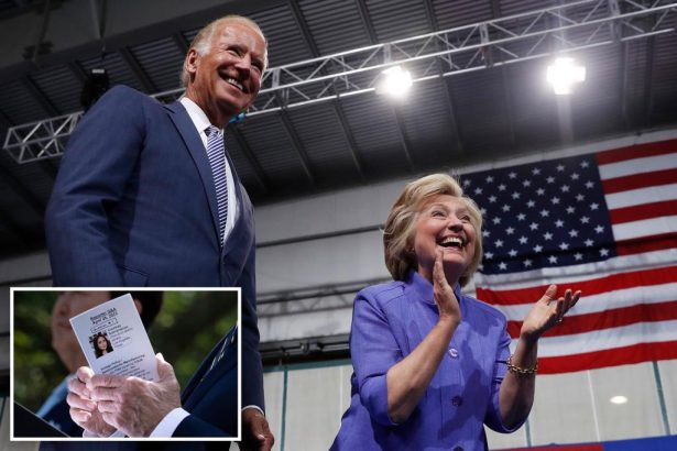 Biden used notecards with names, photos of prominent Dems such as Hillary Clinton at public events