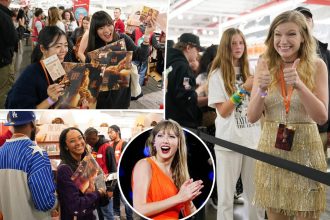 Throng of glitzed-up Taylor Swift fans grab old-school CDs, vinyl at midnight release of pop star’s  ‘The Life of a Showgirl’ album