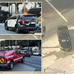 Driver crashes into steps of LA City Hall, barricades himself inside car with oxygen tank, note to Trump