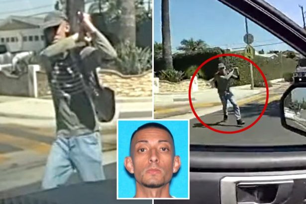 Unhinged man gunned down after charging officer with shovel outside elementary school, wild video shows