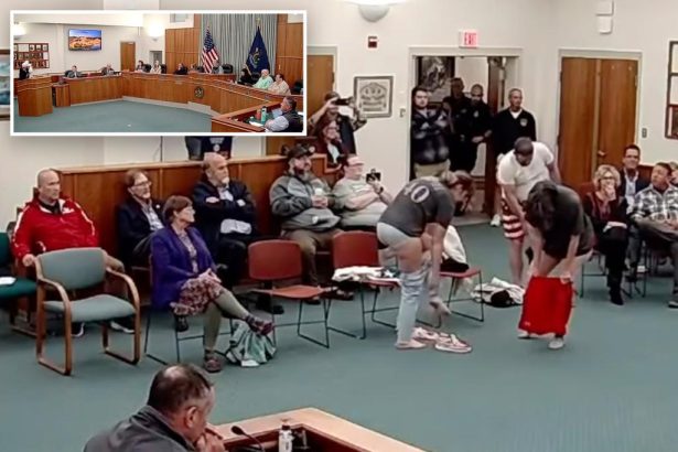 Activists strip to their underwear at Maine school board meeting to protest trans athlete policy: ‘You feel uncomfortable?’