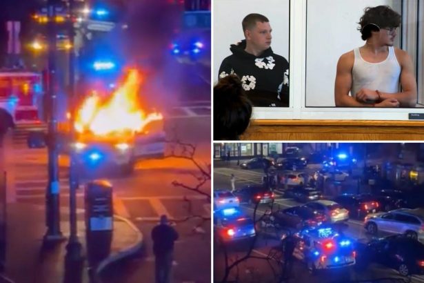 Blue city street takeover suspects torched police cruiser in ‘hell-bent’ attack on cops: union chief