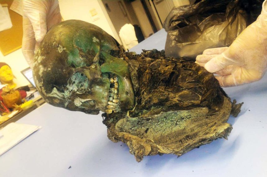 Boy’s body was mummified and turned green by a copper coffin Boy’s body was mummified and turned green by a copper coffin