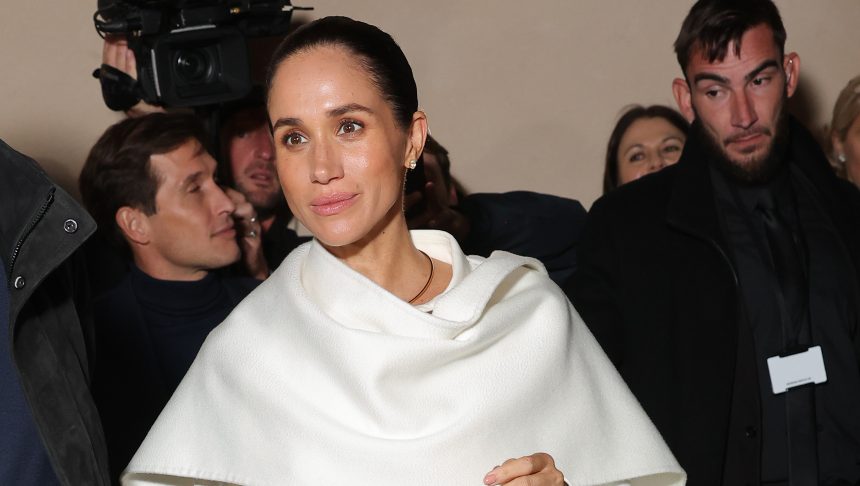 Meghan Markle Swaps White Pantsuit for Black Gown at Paris Fashion Week