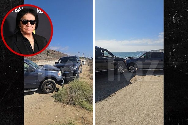 Gene Simmons Car Crash Aftermath Video Shows SUV Smashed Into Truck in Malibu