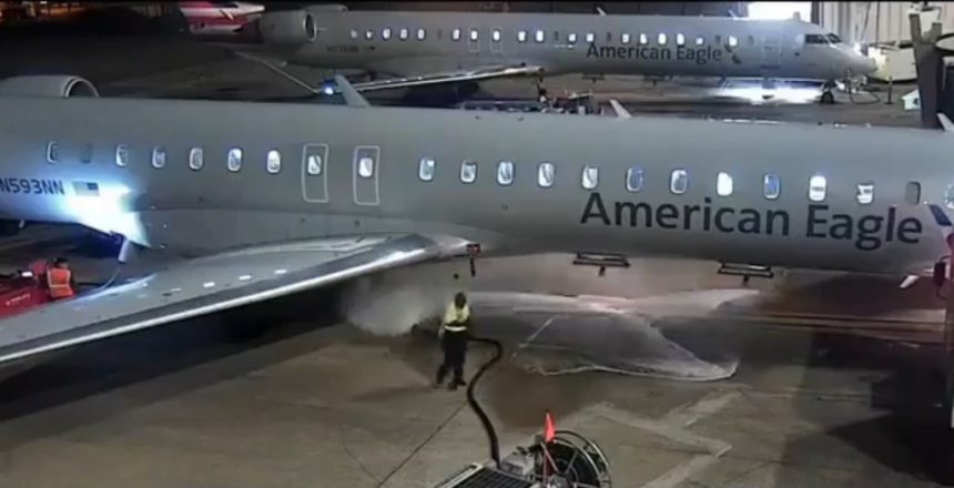 Wild video shows Texas airport worker lose control of fuel hose, spewing highly flammable liquid all over