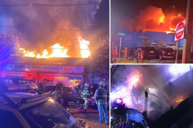 Explosion at NJ auto body sparks 5-alarm fire, burns through businesses
