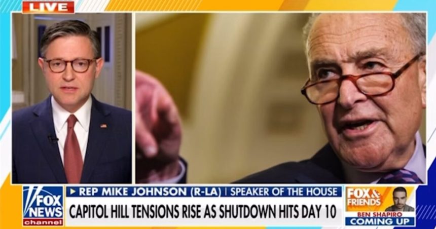 Speaker Mike Johnson Reveals Democrats Plan to Keep Government Closed Until AFTER “No Kings” Protest in DC – “I Have Had it With These People… They Can’t Face Their Rabid Base” (VIDEO) | The Gateway Pundit | by Jordan Conradson Speaker Mike Johnson Reveals Democrats Plan to Keep Government Closed Until AFTER “No Kings” Protest in DC – “I Have Had it With These People… They Can’t Face Their Rabid Base” (VIDEO) | The Gateway Pundit | by Jordan Conradson