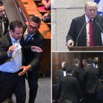 Far-left politician thrown out after interrupting Trump’s address to Israel’s parliament