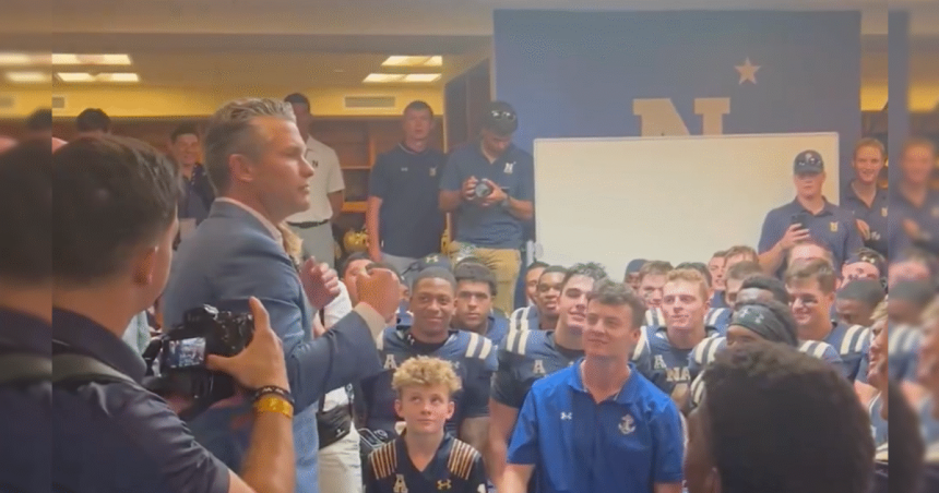 Secretary of War Pete Hegseth Visits Navy Locker Room Following Defeat of Air Force – Midshipmen Go Crazy! (Video) | The Gateway Pundit | by Margaret Flavin