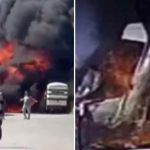 2 dead after plane crashes into 18-wheeler in fiery explosion, shocking video shows